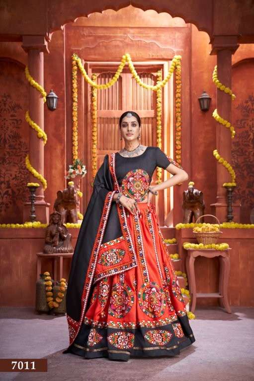 AAWIYA RAJWADI VOL-3 7011 TO 7014 SERIES  PURE ART SILK EMBROIDERY LEHENGAS-00060