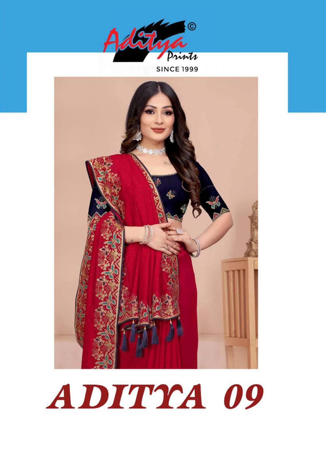 ADITYA PRINTS ADITYA VOL-09 1073 TO 1080 SERIES PURE VICHITRA STON FANCY SAREES-00137