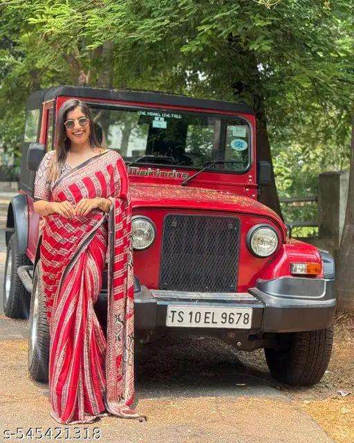 AJRAKH BY ASLIWHOLESALE DESIGNER PURE JAPAN SATIN PRINTED SAREES-00279