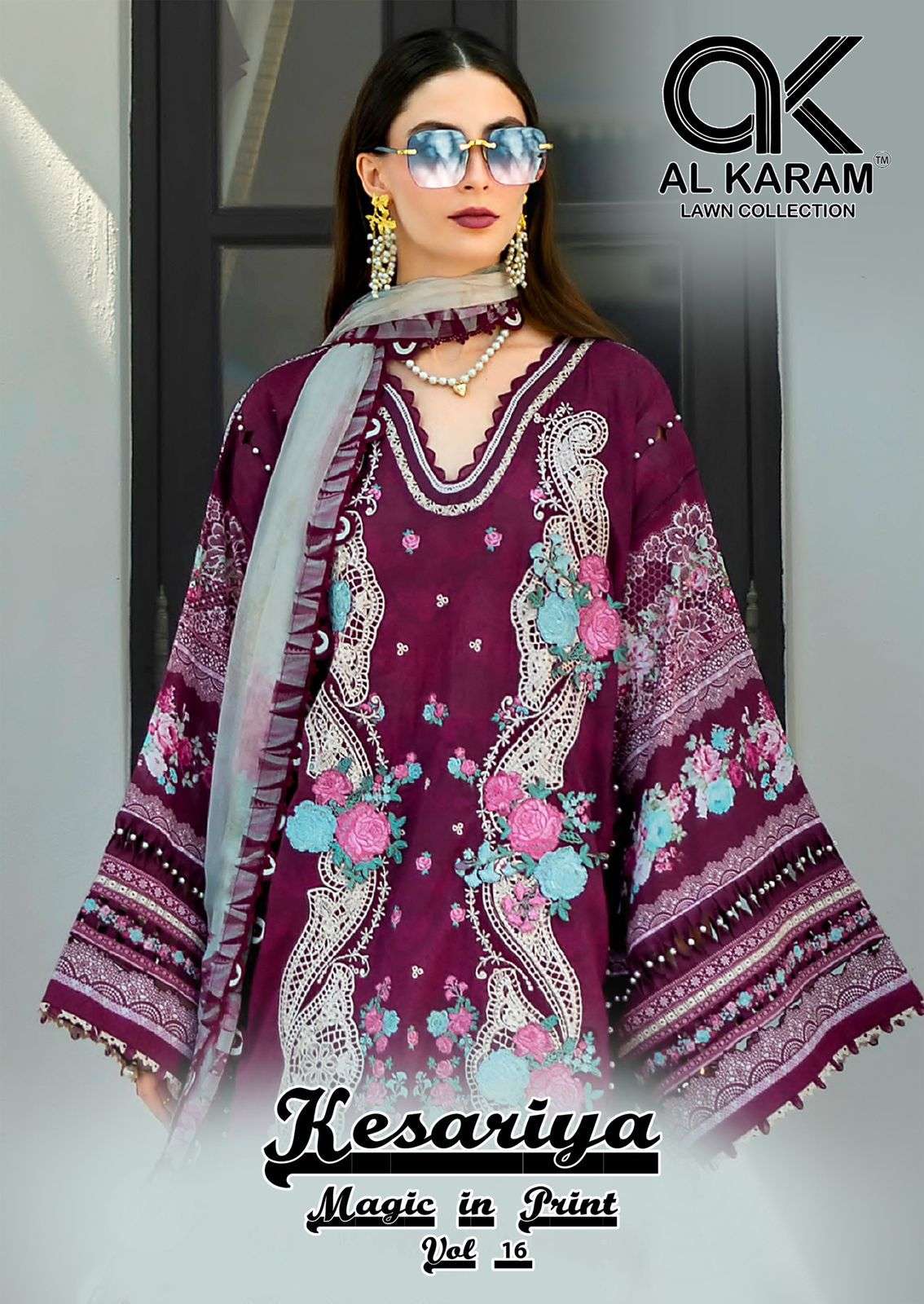 AL KARAM KESARIYA VOL-16 16001 TO 16006 SERIES PURE CAMBRIC PAKISTANI DRESSES-00062