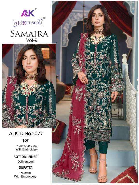 AL KHUSHBU SAMAIRA VOL-9 PURE GEORGETTE EMBROIDERY PAKISTANI DRESSES-00201