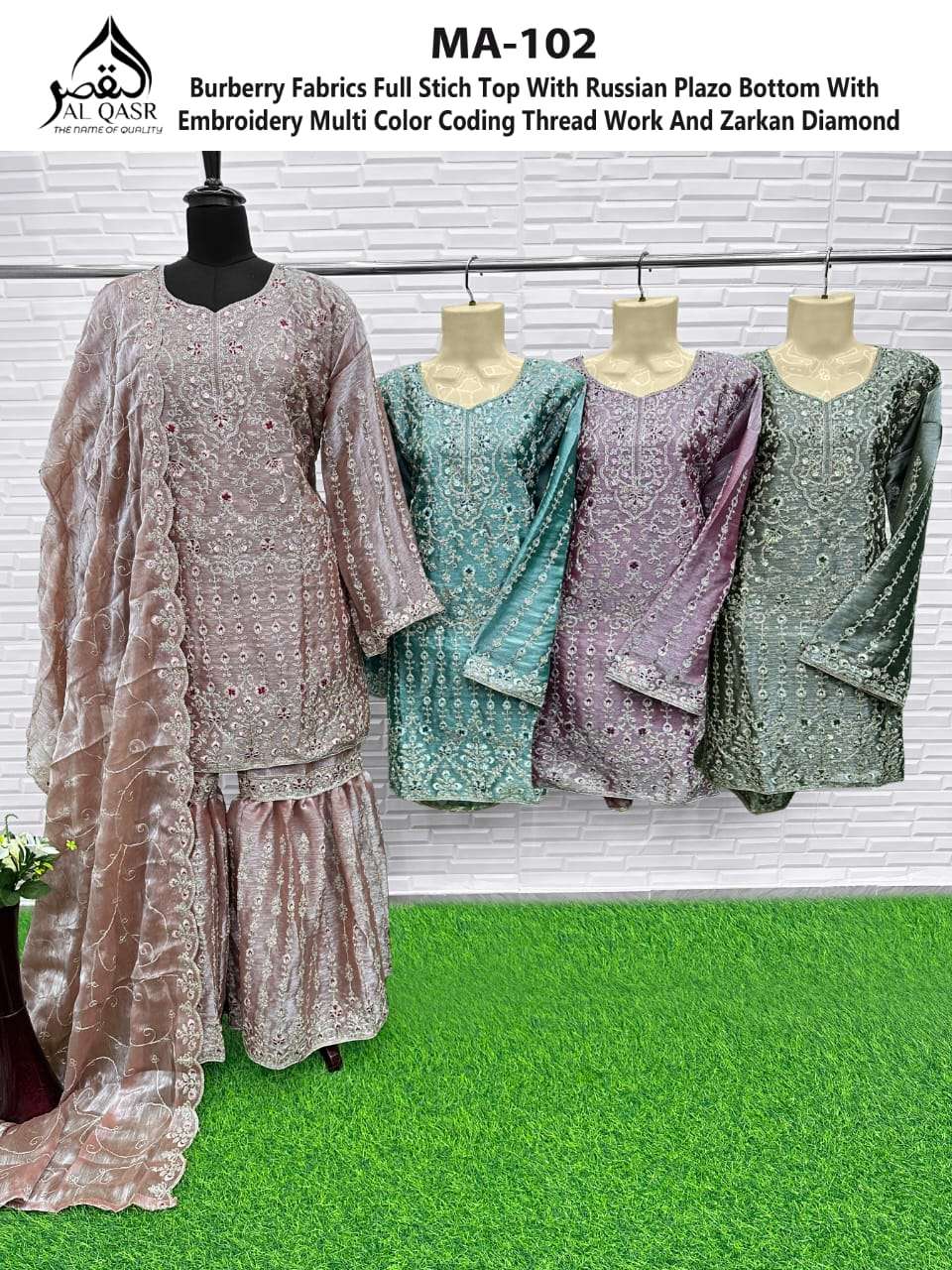 AL QASR MA-102 PURE FANCY EMBROIDERY PRINTED PAKISTANI DRESSES-00245