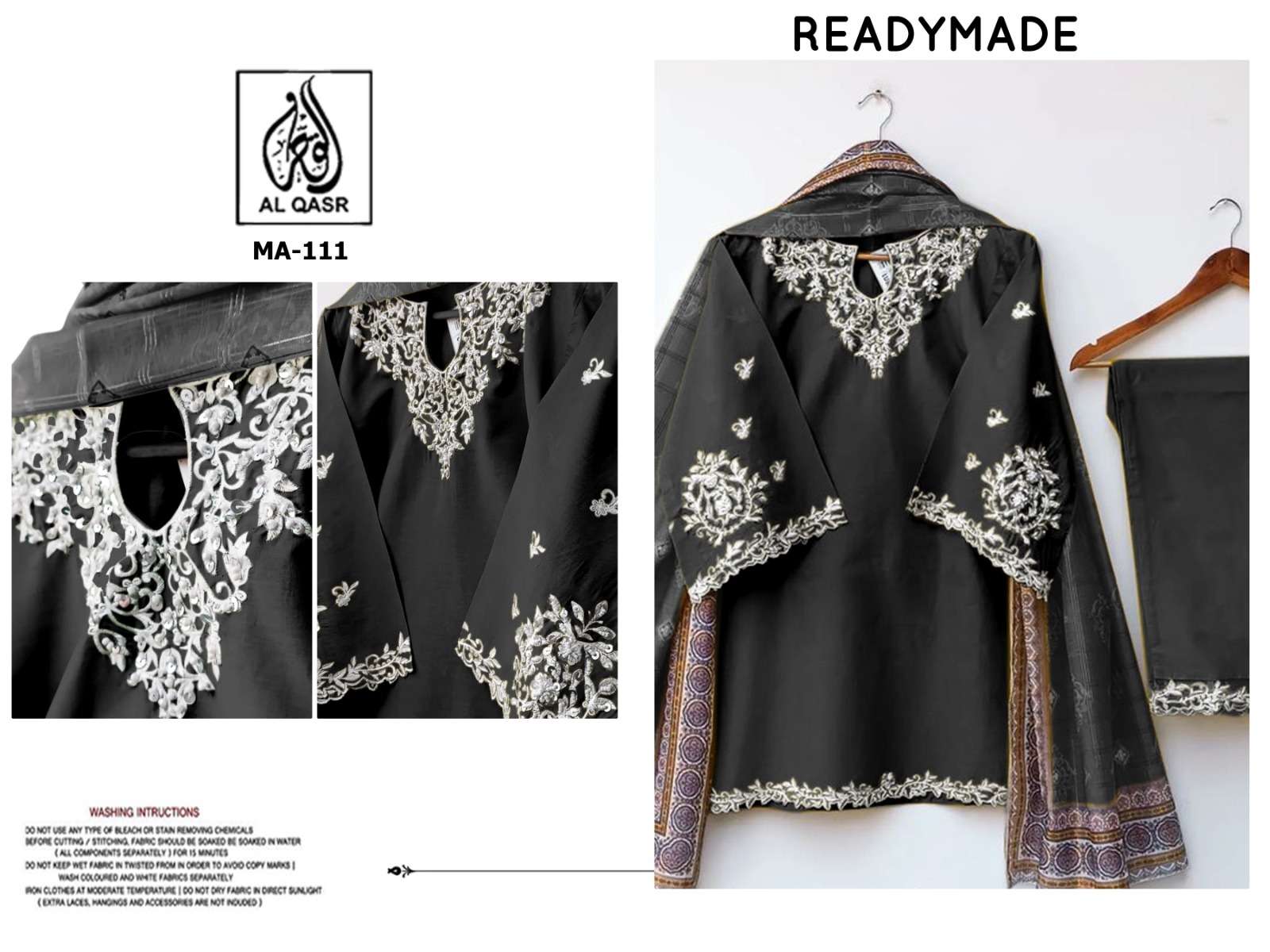 AL QASR MA-111 PURE ROMAN SILK EMBROIDERY PRINTED PAKISTANI DRESSES-00245