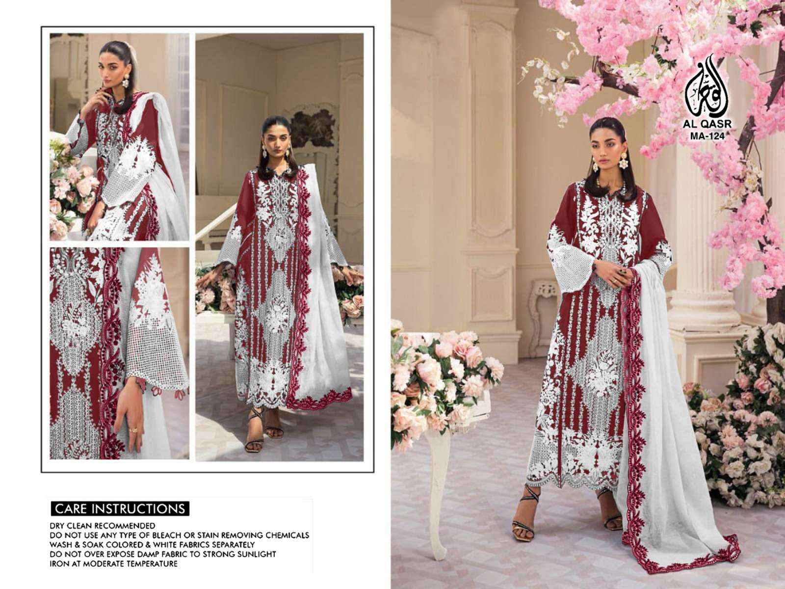 AL QASR MA-124 PURE COTTON EMBROIDERY PRINTED PAKISTANI DRESSES- 00245