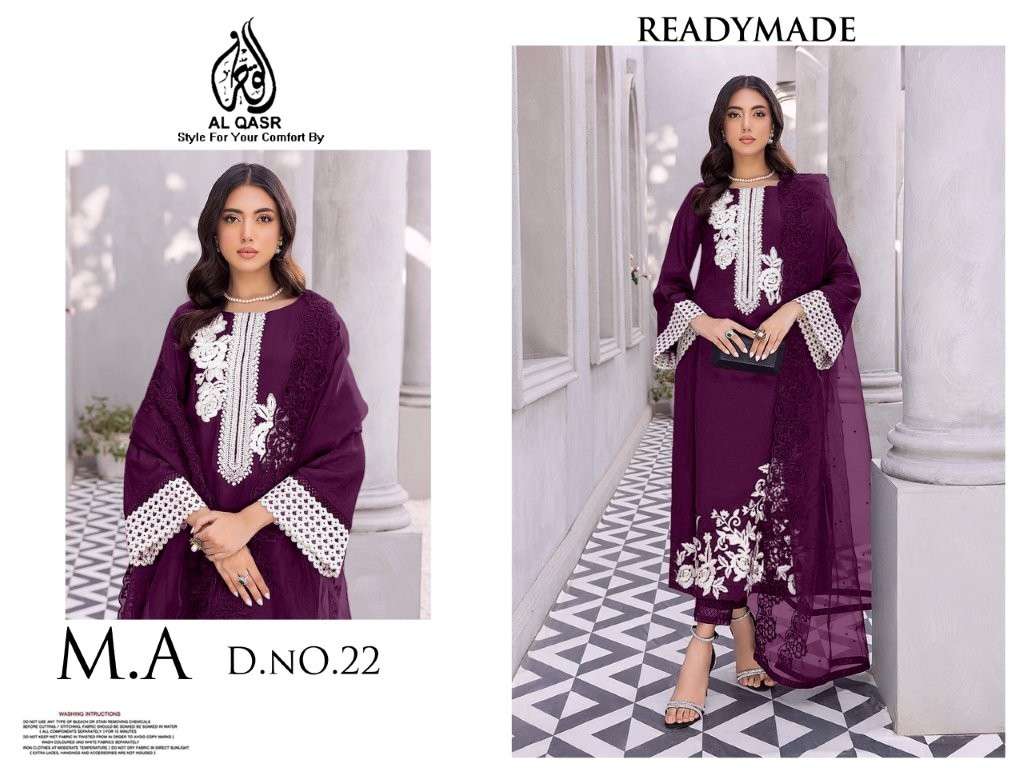 AL-QASR MA-22 NX PURE GEORGETTE EMBROIDERY PRINTED DRESSES-00245