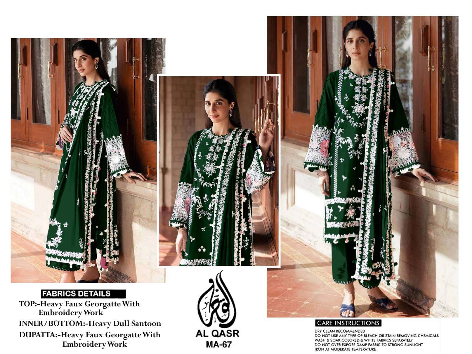 AL-QASR MA-67 PURE GEORGETTE EMBROIDERY PAKISTANI PRINTED DRESSES-00245
