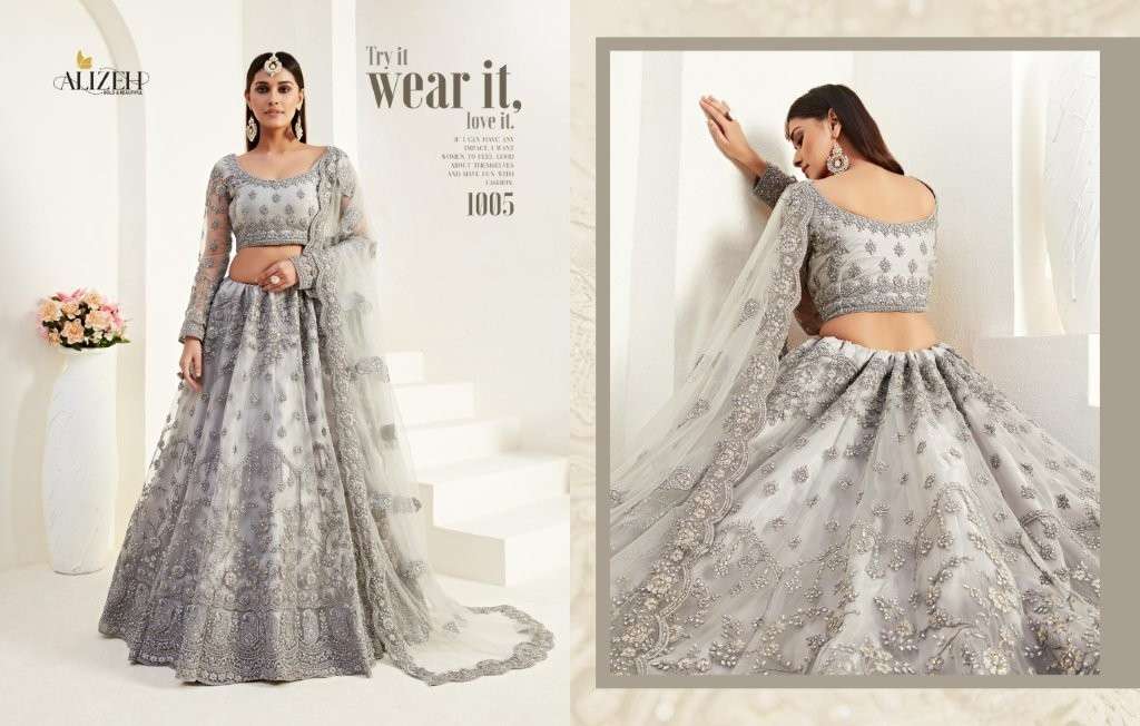 ALIZEH BRIDAL HERITAGE COLOUR SAGA 1005 SERIES PURE NET EMBROIDERY LEHENGAS-00001