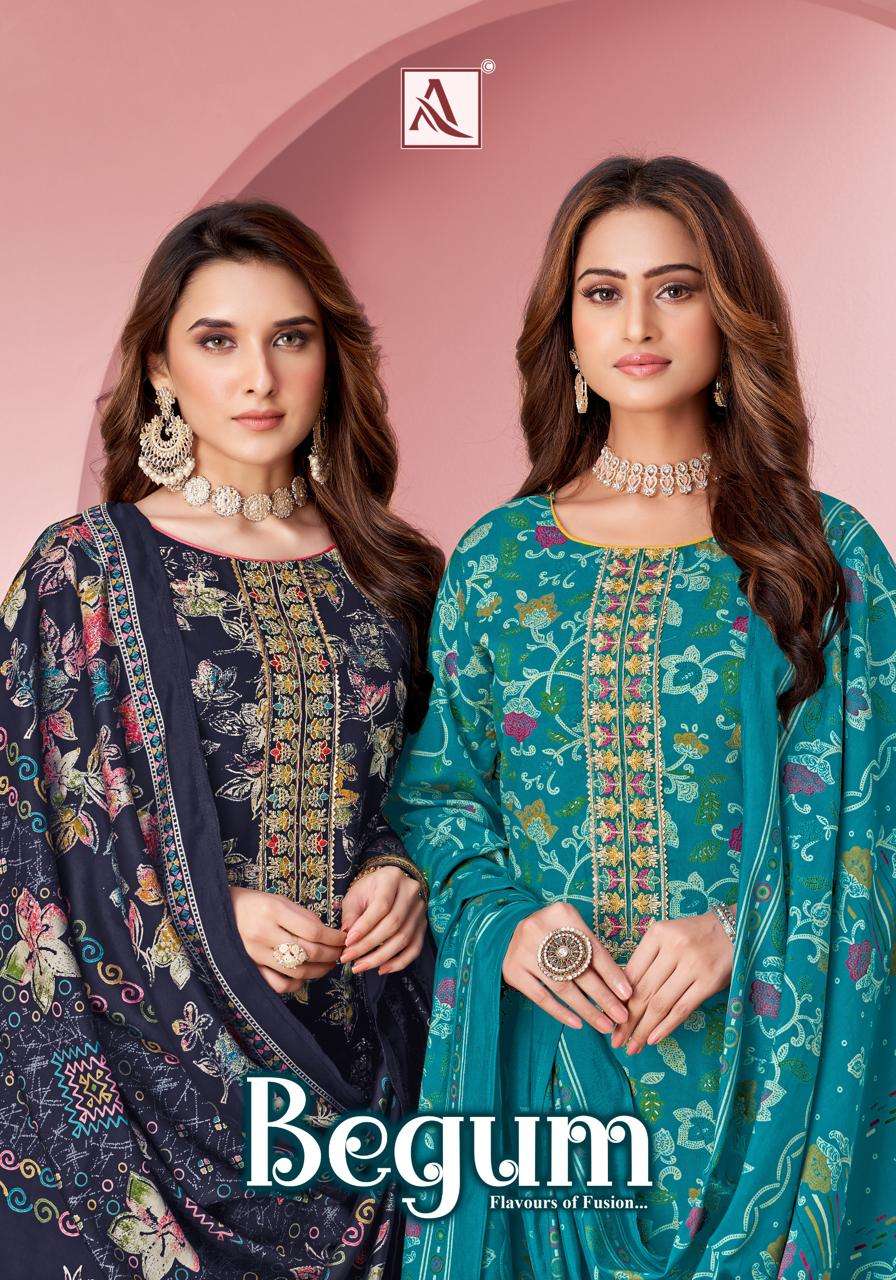 ALOK SUIT BEGUM PURE VISCOSE RAYON PRINTED EMBROIDERY PAKISTANI DRESSES-00011