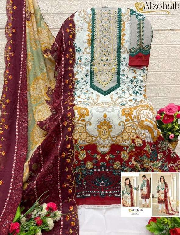 ALZHOHAIB AZ-1155 TO AZ-1157 SERIES PURE COTTON PRINTED PAKISTANI DRESSES-00201