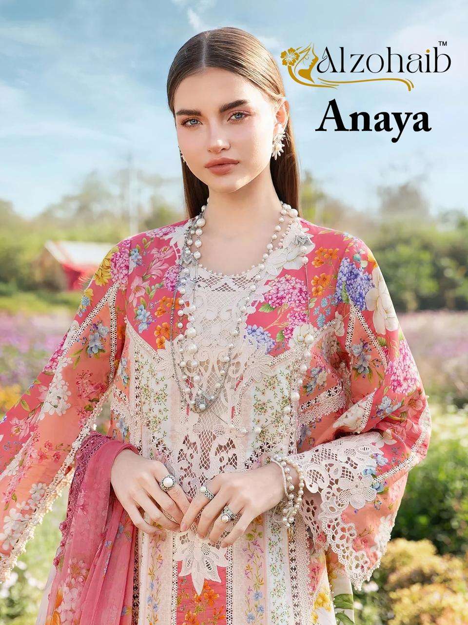 ALZOHAIB ANAYA PURE COTTON PRINTED EMBROIDERY PAKISTANI DRESSES-00011