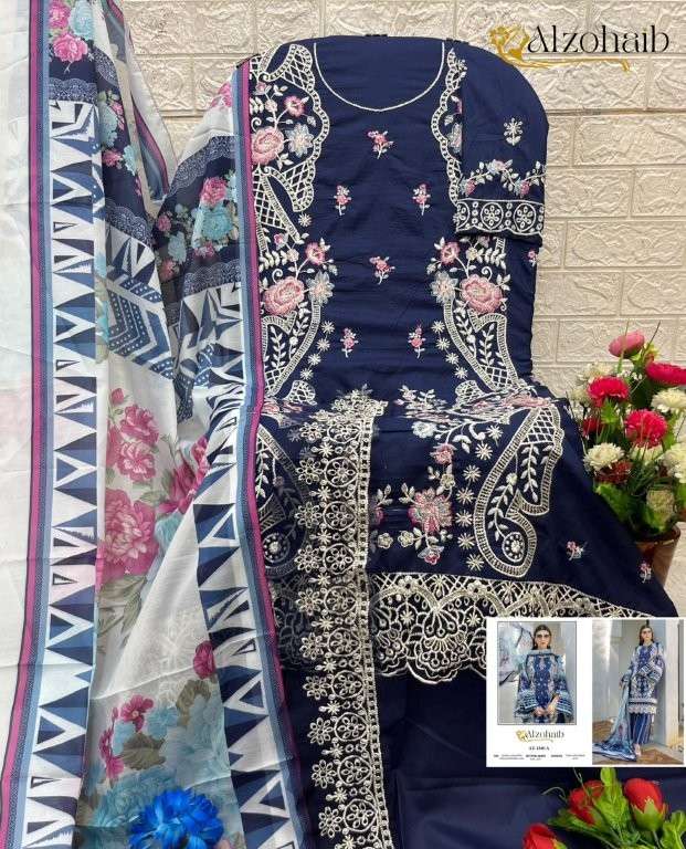 ALZOHAIB AZ-1240 SERIES PURE COTTON PRINTED EMBROIDERY PAKISTANI DRESSES-00201