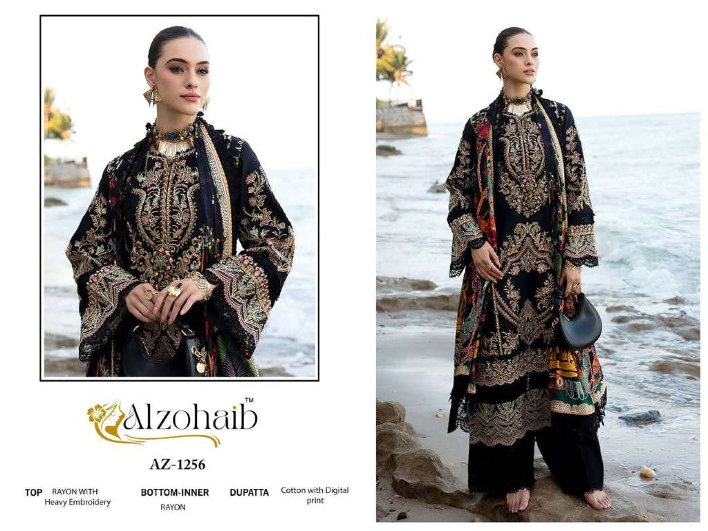 ALZOHAIB AZ-1256 COLOURS PURE RAYON COTTON PRINTED PAKISTANI DRESS-00201