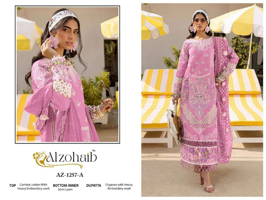 ALZOHAIB AZ-1257 COLOURS PURE COTTON PRINTED PAKISTANI DRESSES-00201