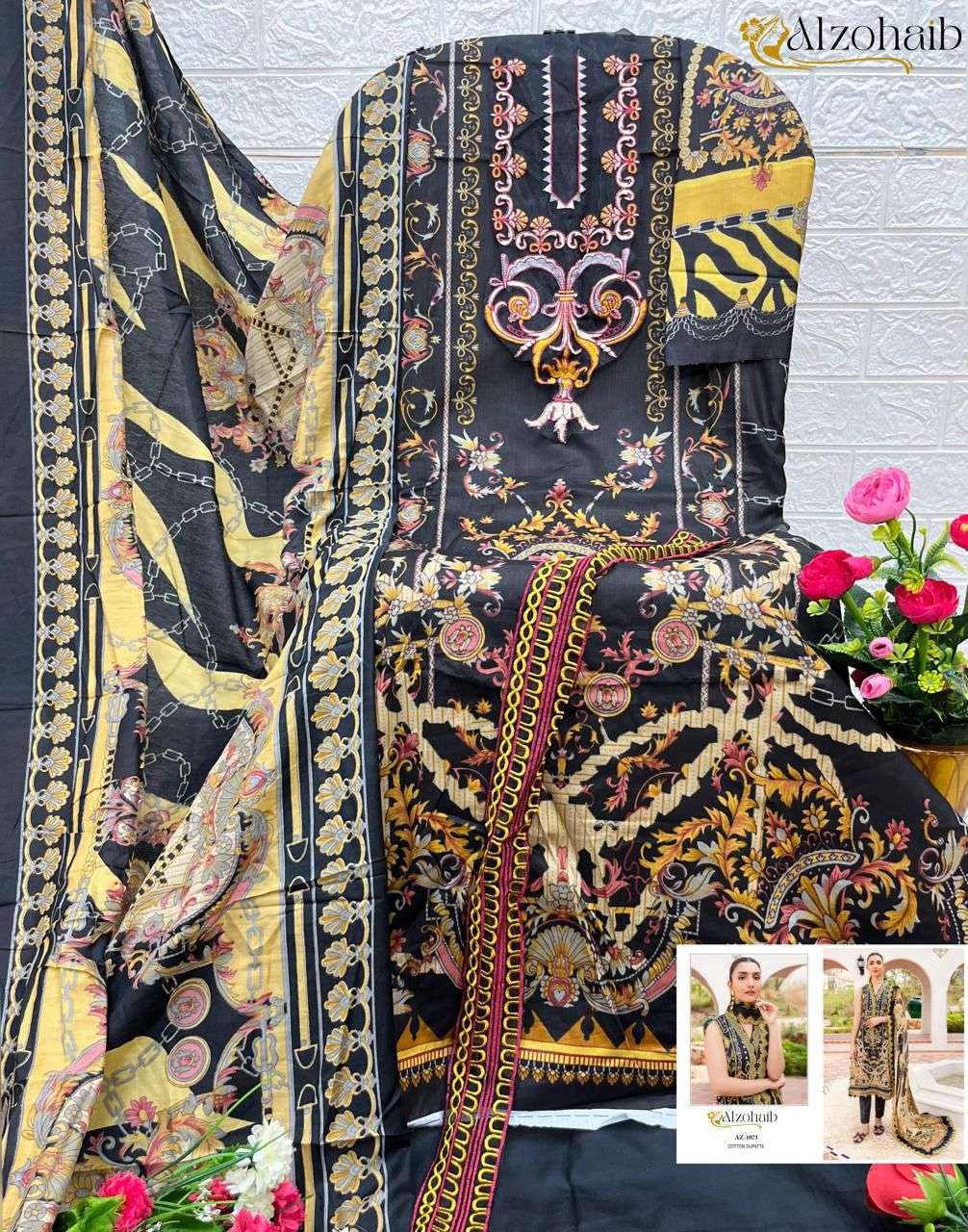 ALZOHAIB QUEEN COURT VOL-04 PURE COTTON PRINTED PAKISTANI DRESSES-00201