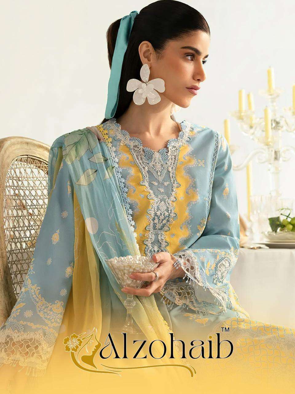 ALZOHIAB AZ-1294 TO AZ-1300 SERIES PURE COTTON PRINTED EMBROIDERY PAKISTANI DRESSES-00011