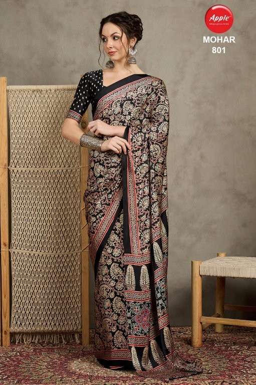 APPLE MOHAR VOL-8 801 TO 812 SERIES PURE SATIN PRINTED SAREES-00178