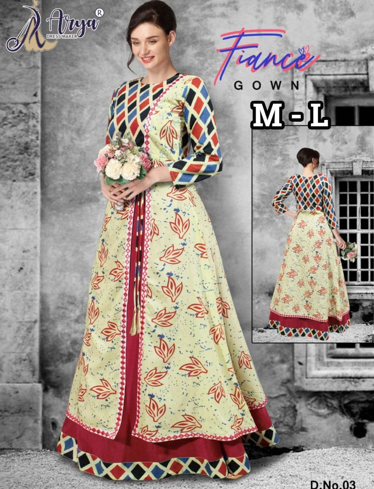 ARYA DRESS MAKER FIANCE HEAVY CREPE MUSLIN PRINTED GOWNS-00079