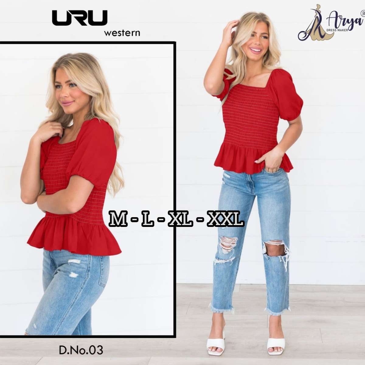 ARYA DRESS MAKER URU WESTREN PURE RAYON COTTON TOPS-00079