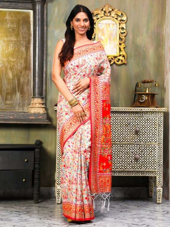 AYURVASTRA BY ASLIWHOLESALE DESIGNER PURE LIENEN COTTON PRINTED WOVEN WORK SAREES-00281