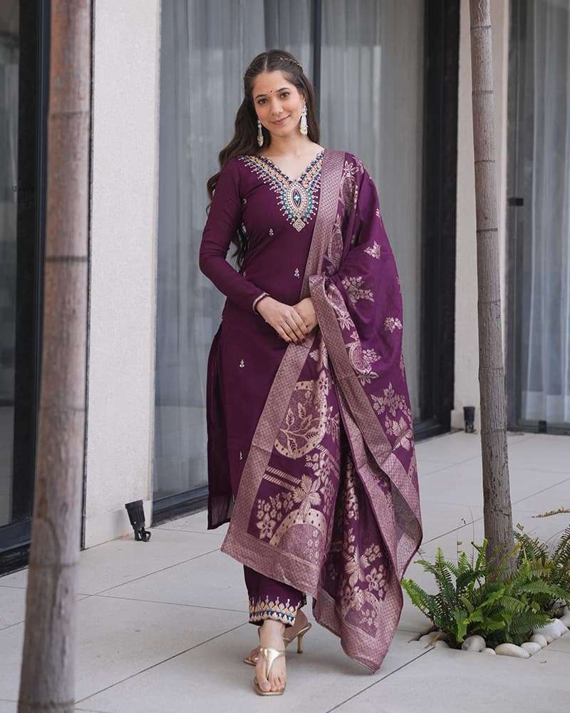 BAN-136 BY ASLIWHOLESALE DESIGNER PURE ROMAN SILK EMBROIDERY PRINTED DRESSES-00097