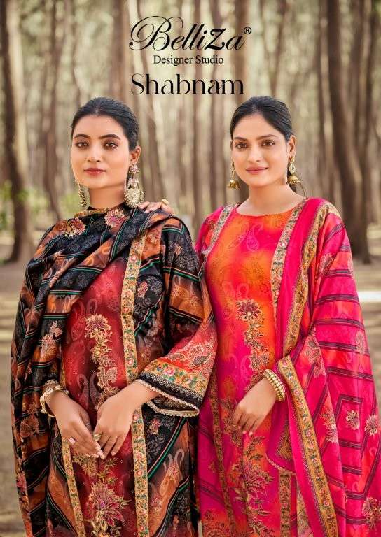 BELLIZA SHABNAM 823-001 TO 823-003 SERIES PURE VISCOSE RAYON PRINTED PAKISTANI DRESSES-00011