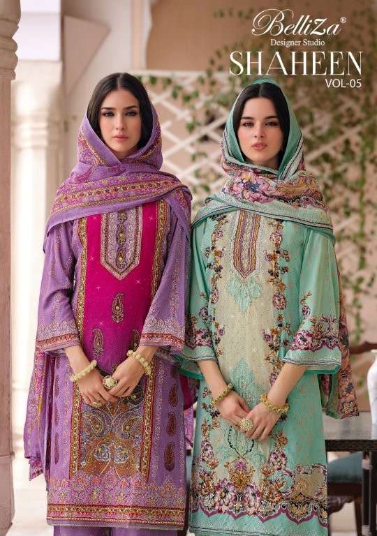 BELLIZA SHAHEEN VOL-05 863-001 TO 863-008 SERIES PURE VISCOSE RAYON PRINTED PAKISTANI DRESSES-00011