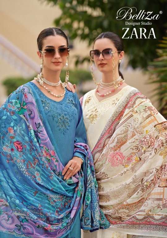 BELLIZA ZARA 864-001 TO 864-006 SERIES PURE ROMAN SILK EMBROIDERY PAKISTANI DRESSES-00011