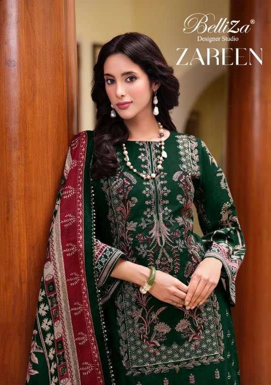 BELLIZA ZAREEN 858-001 TO 858-006 SERIES PURE COTTON EMBROIDERY PAKISTANI DRESSES-00011