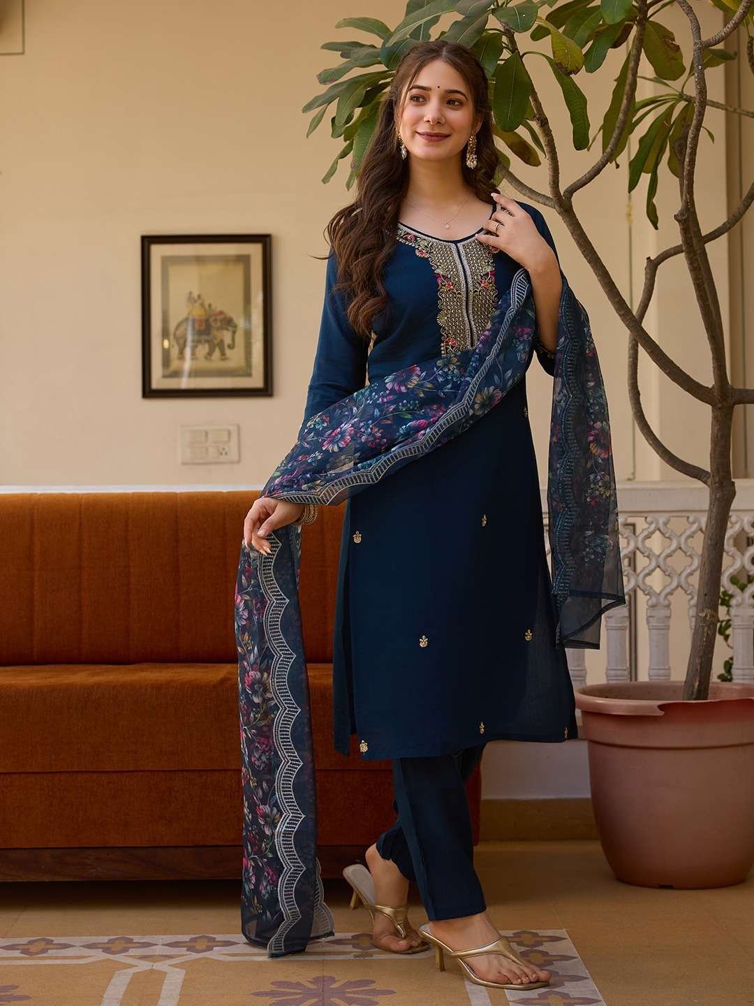 BF-21 BY ASLIWHOLESALE DEISGNER PURE VISCOSE CHANDERI EMBROIDERY PRINTED DRESSES-00097