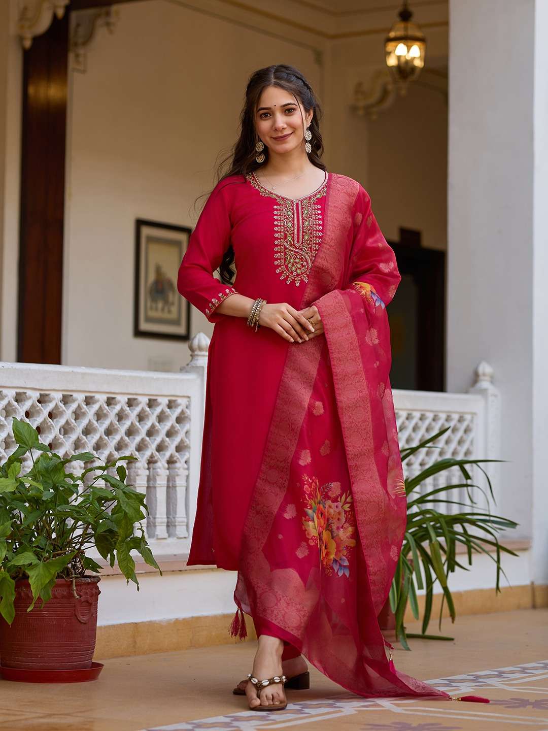 BF-23 BY ASLIWHOLESALE DESIGNER PURE VISCOSE CHANDERI EMBROIDERY PRINTED DRESSES-00097