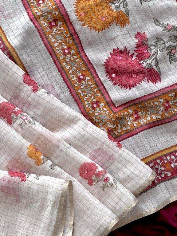 BHAVANA BY ASLIWHOLESALE DESIGNER PURE FANCY LINEN PRINTED SAREES-00282