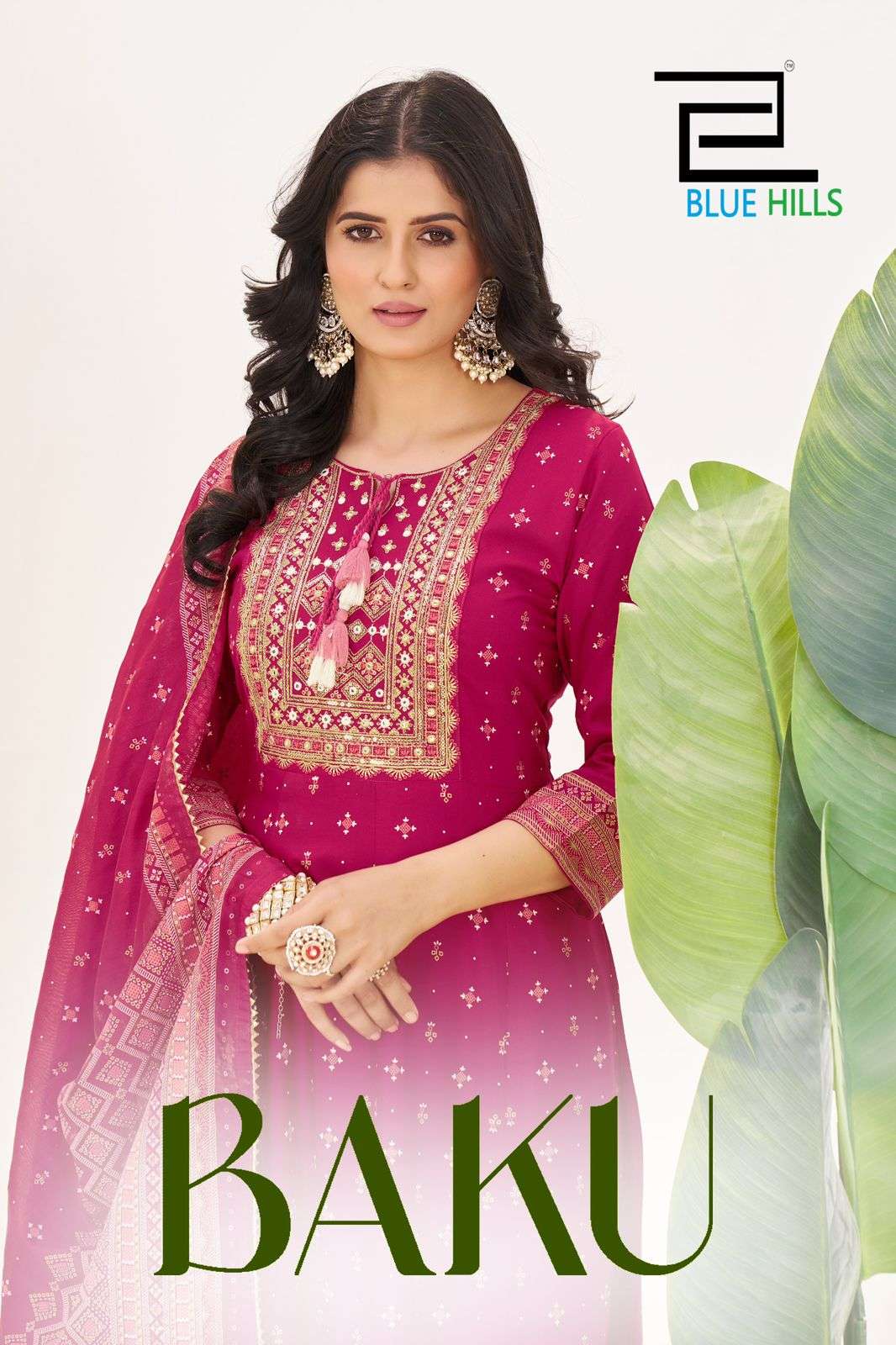 BLUE HILLS BAKU 1001 TO 1006 SERIES PURE RAYON EMBROIDERY PRINTED DRESSES-00099