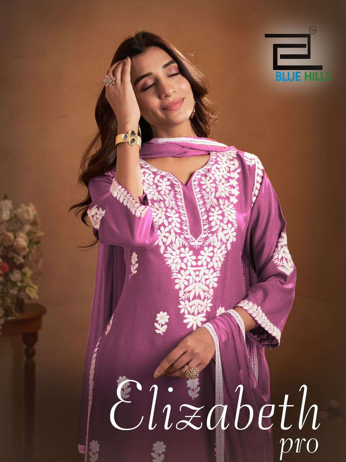 BLUE HILLS ELIZABETH PRO 1001 TO 1004 SERIES PURE RAYON EMBROIDERY PRINTED DRESSES-00099