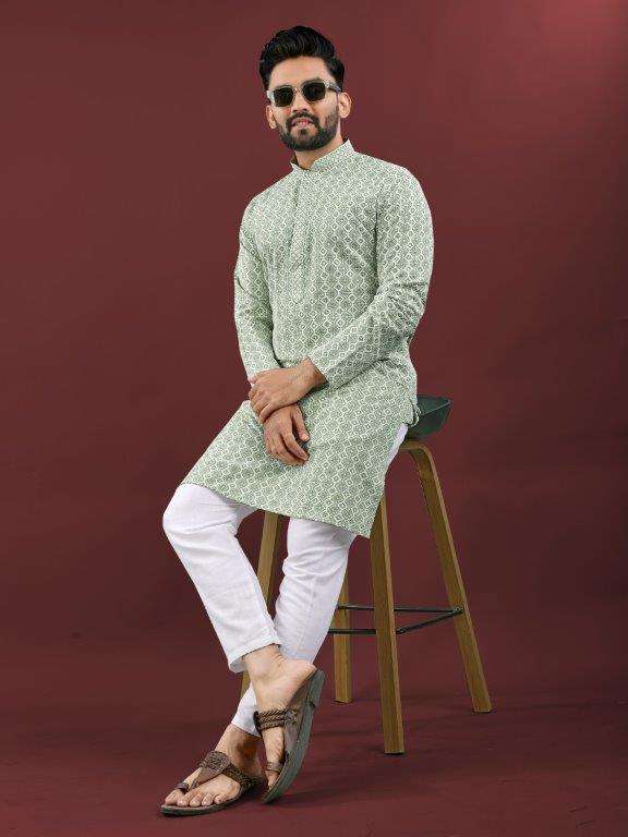 BOLLYWOOD BY ASLIWHOLESALE DESIGNER PURE HEAVY RAYON SEQUENCE MENS KURTA-00179