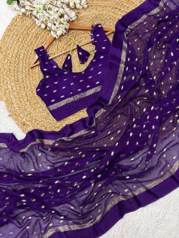 BUNDI BY ASLIWHOLESALE DESIGNER PURE VISCOSE GEORGETTE SAREES-00268