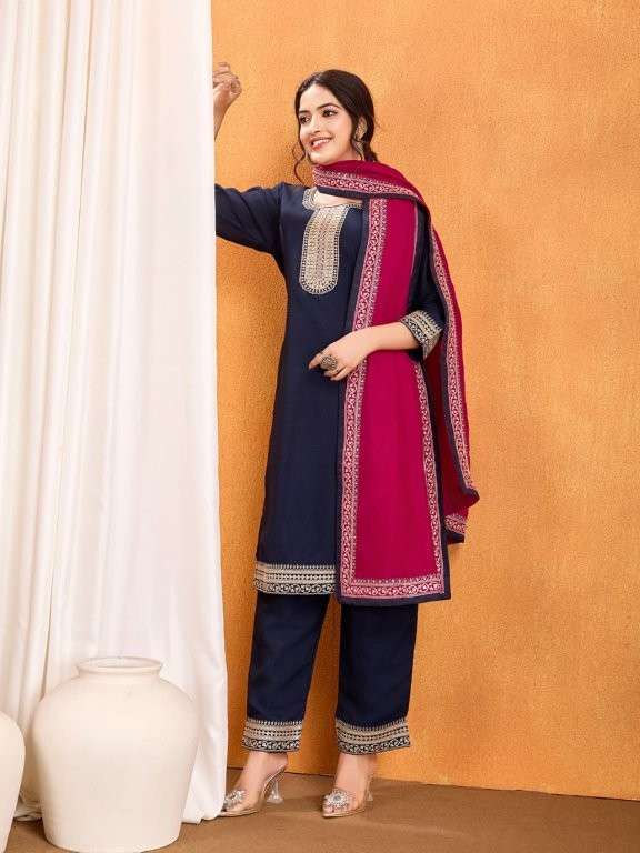 CHHAVA VOL-2 BY ASLIWHOLESALE DESIGNER PURE VICHITRA SILK EMBROIDERY DRESSES-00264
