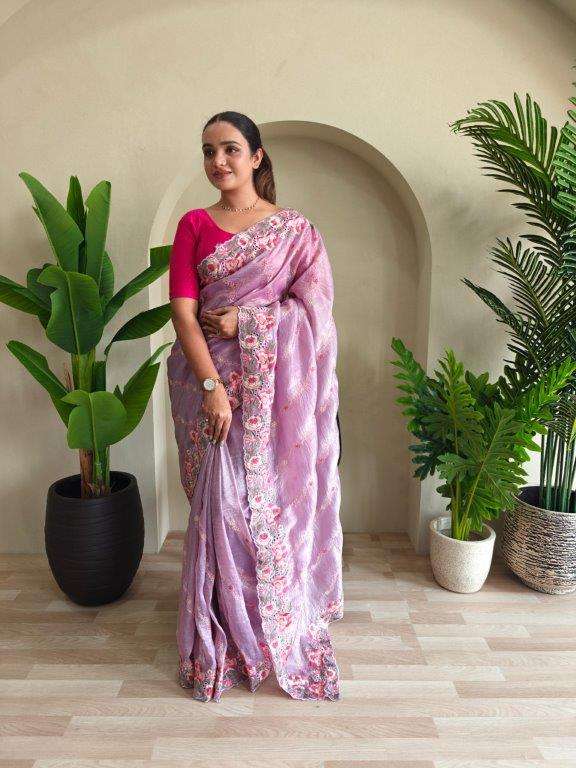 CHITRA BY ASLIWHOLESALE DESIGNER PURE CRUSH SILK EMBROIDERY SAREES-00282