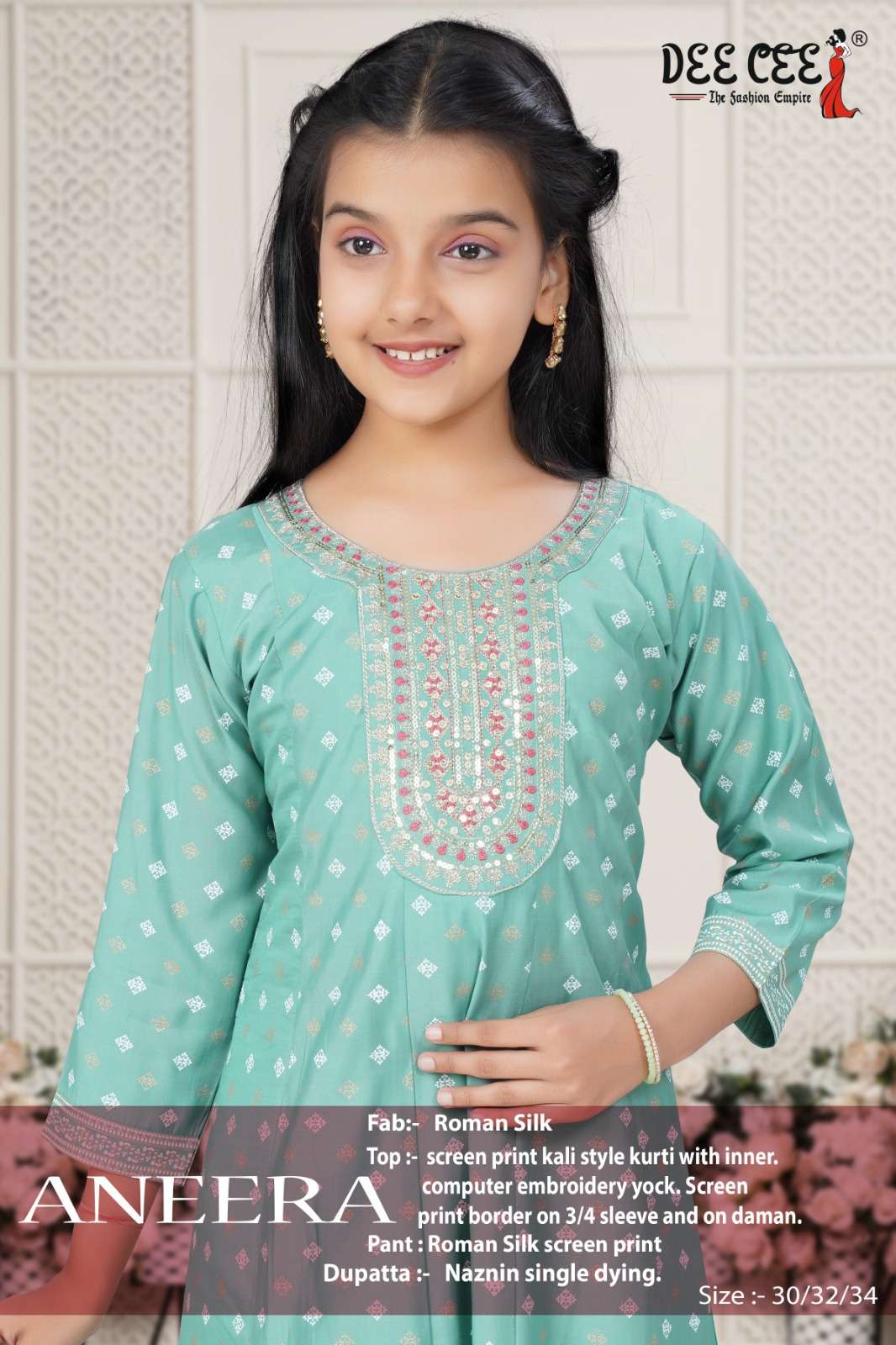 DEE CEE ANEERA PURE ROMAN SILK EMBROIDERY DRESSES-00093