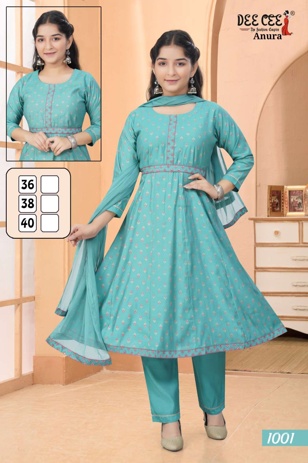 DEE CEE ANURA PURE ROMAN SILK EMBROIDERY DRESSES-00093