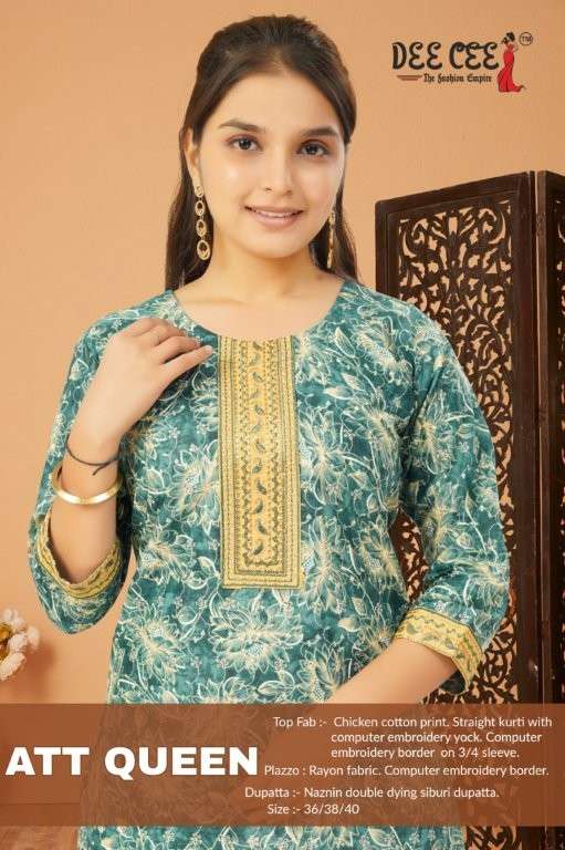 DEE CEE ATT-QUEEN PURE COTTON PRINTED EMBROIDERY DRESSES-00093