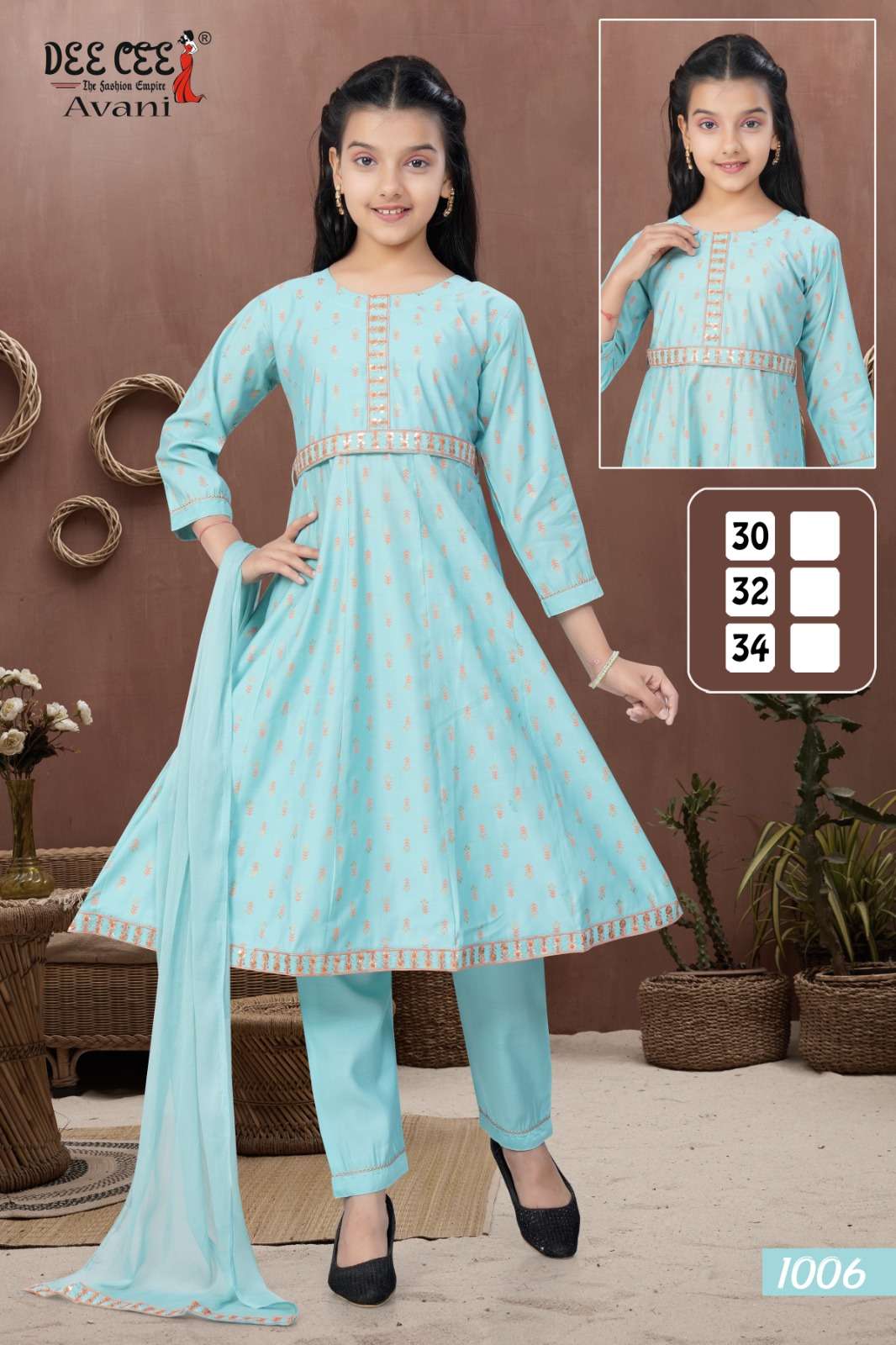 DEE CEE AVANI PURE ROMAN SILK EMBROIDERY KIDS WEAR DRESSES-00014