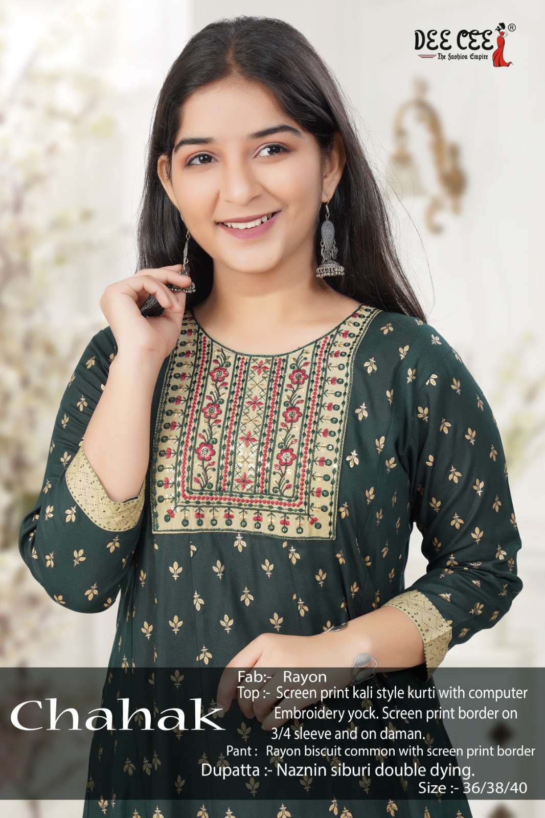DEE CEE CHAHAK PURE RAYON EMBROIDERY DRESSES-00093