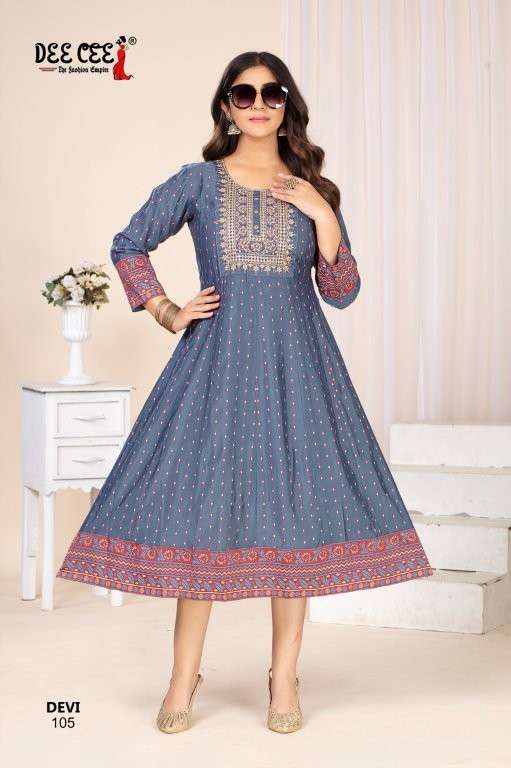 DEE CEE DEVI PURE CHANDERI EMBROIDERY KURTIS-00014