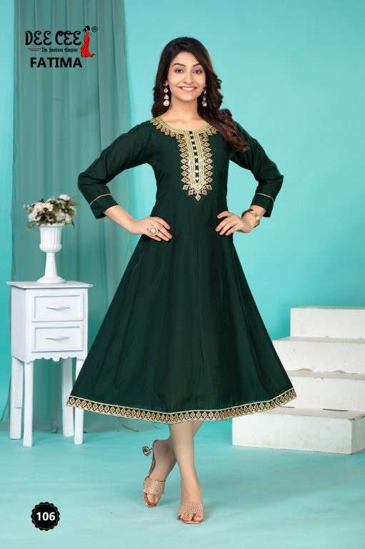 DEE CEE FATIMA 101 TO 106 SERIES PURE ROMAN SILK KURTIS-00014