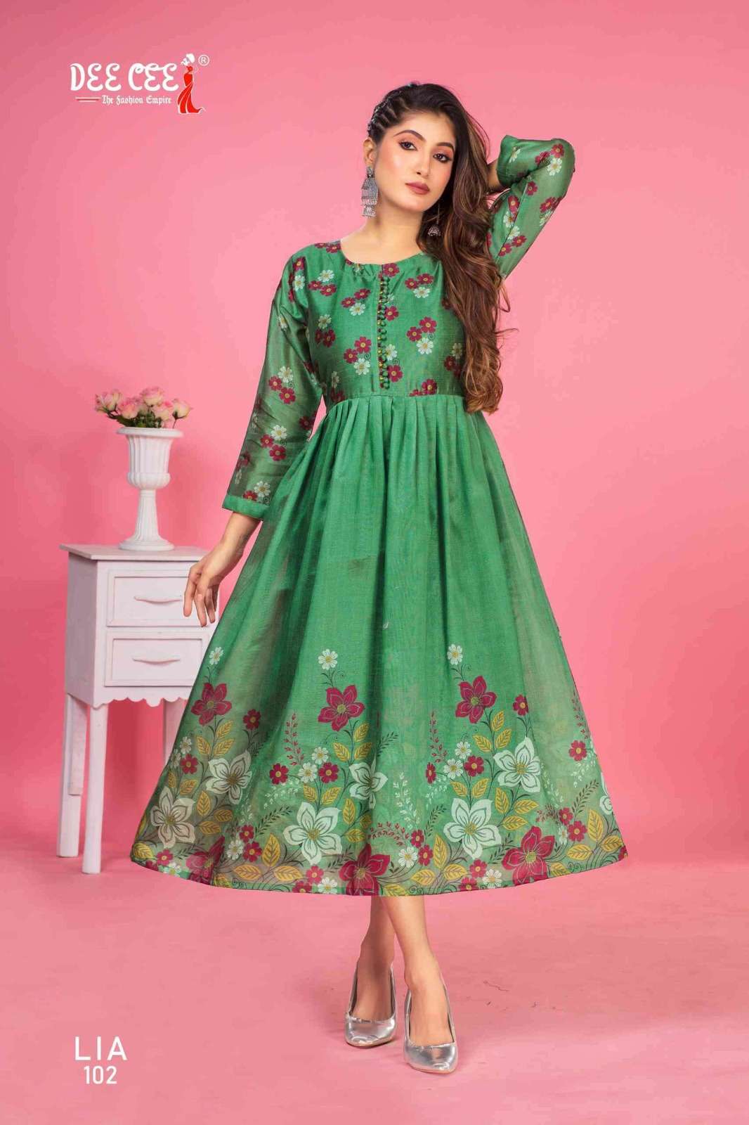 DEE CEE LIA PURE SILK EMBROIDERY KURTIS-00014