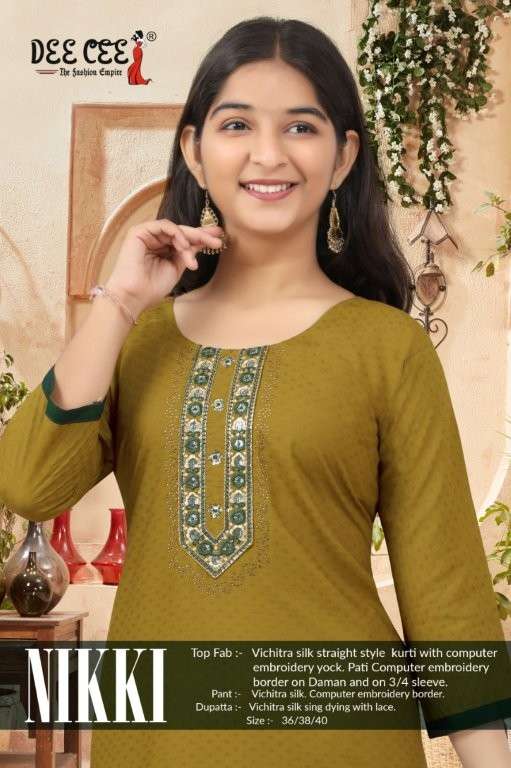 DEE CEE NIKKI PURE SILK EMBROIDERY DRESSES-00093