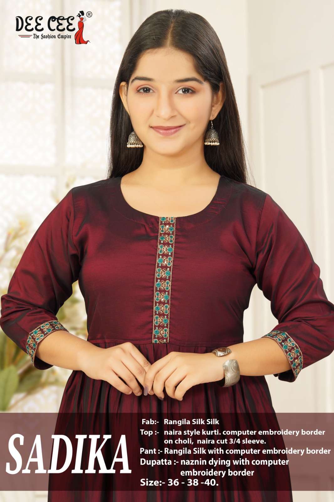 DEE CEE SADIKA PURE SILK EMBROIDERY DRESSES-00093