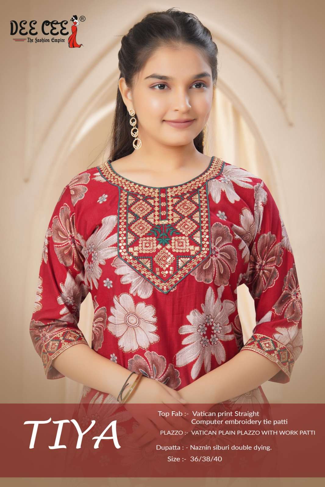 DEE CEE TIYA PURE VETICAN PRINTED EMBROIDERY DRESSES-00093