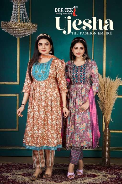 DEE CEE UJESHA PURE RAYON PRINTED DRESSES-00140