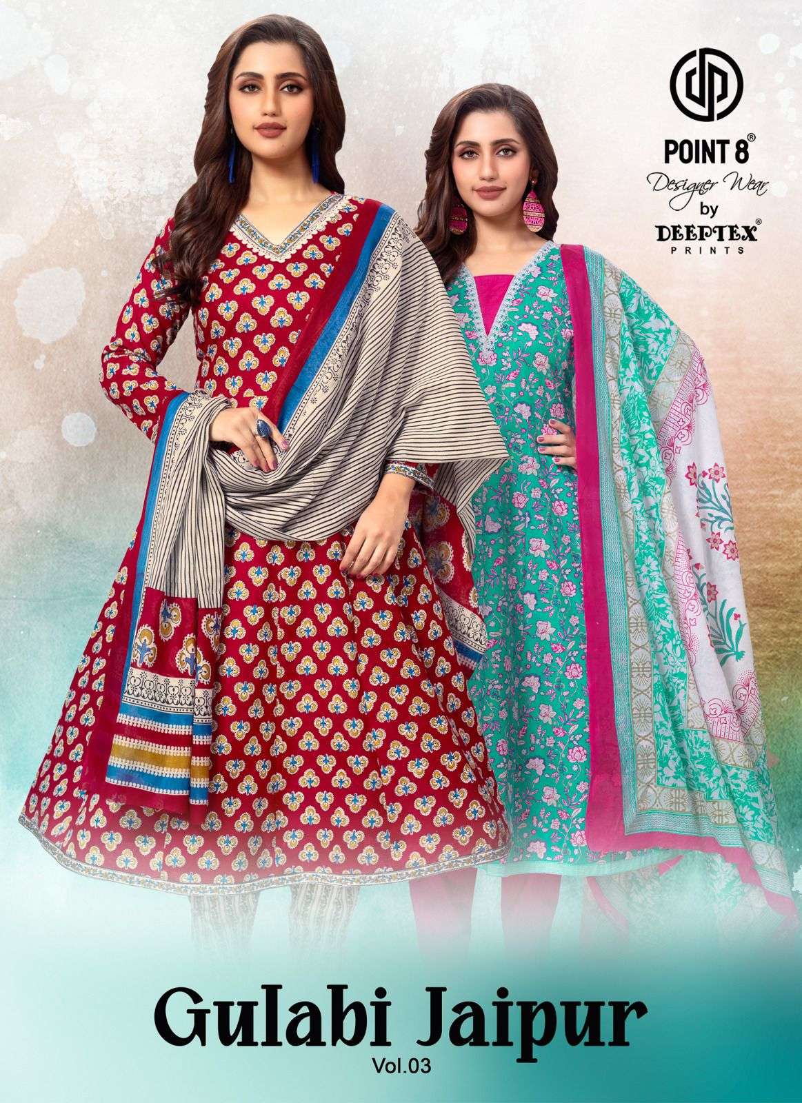 DEEPTEX GULABI JAIPUR VOL-3 3001 TO 3008 SERIES PURE COTTON PRINTED DRESSES-00015